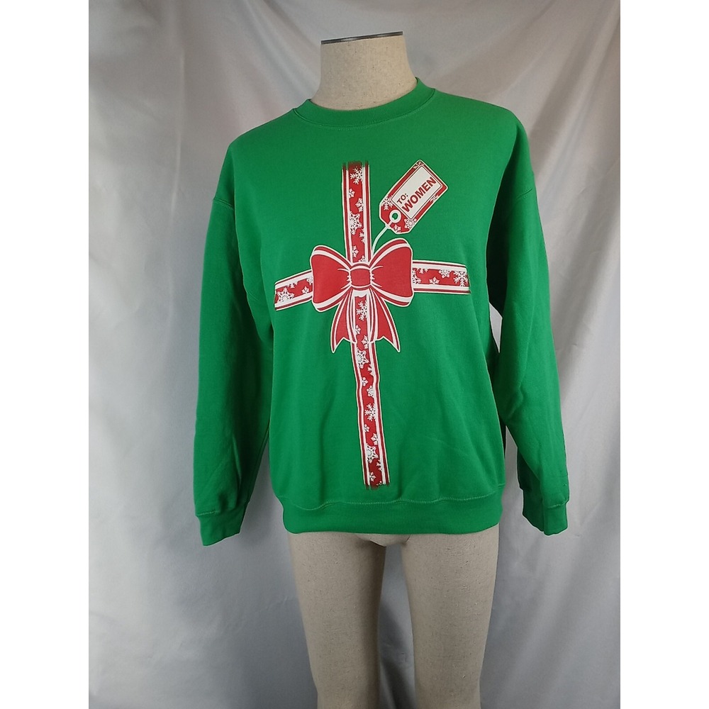 VTG Gildan Chirstmas Sweater Men's Large Gift‎ To Women Green Holiday Sweater